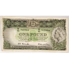 AUSTRALIA 1953 . ONE 1 POUND BANKNOTE . COOMBS/WILSON . STAR NOTE